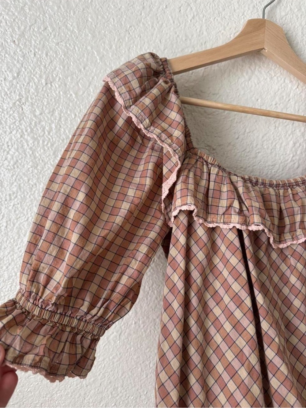 Christy Dawn Maggie Dress in Chestnut Plaid Ruffle Maxi Dress - Picture 3 of 6